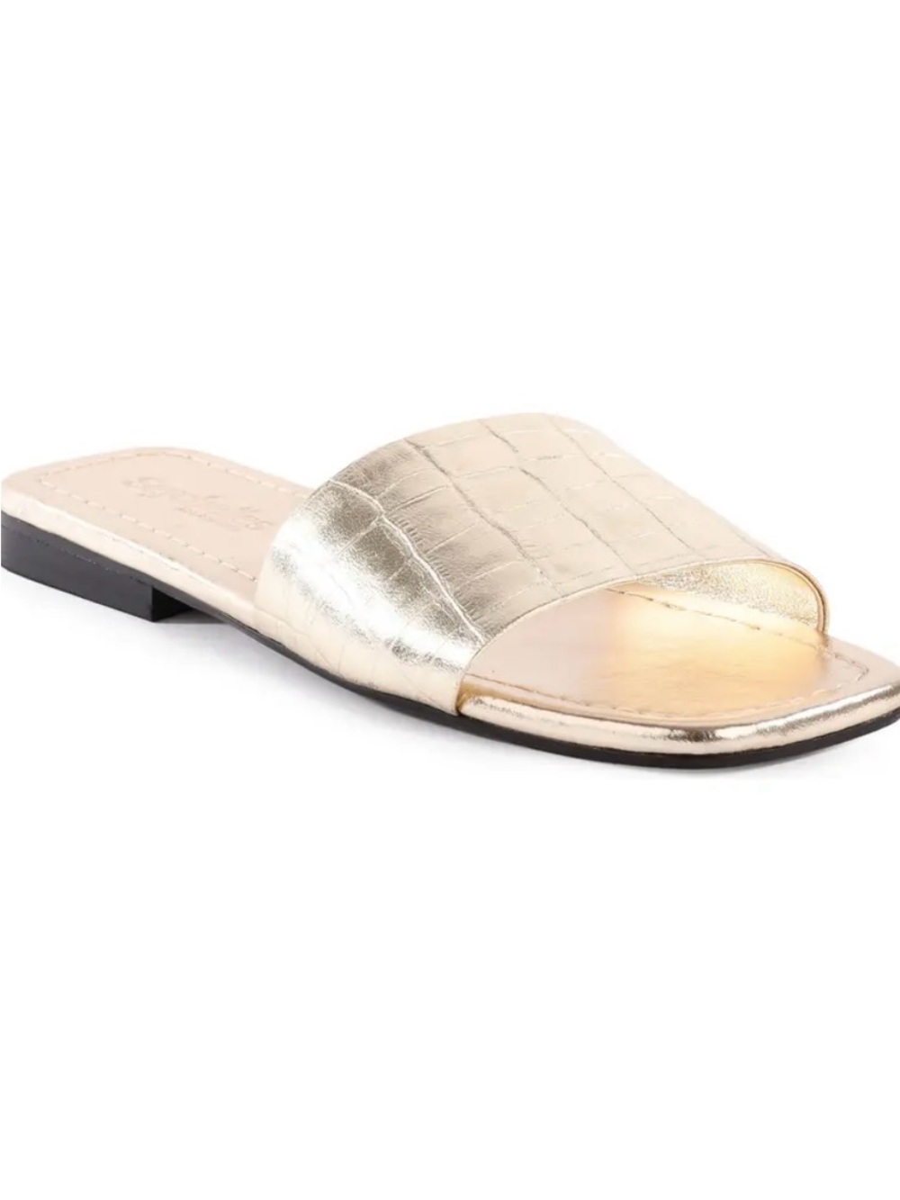 Seychelles Paris Croco Gold Metallic Slide Sandal - Women
